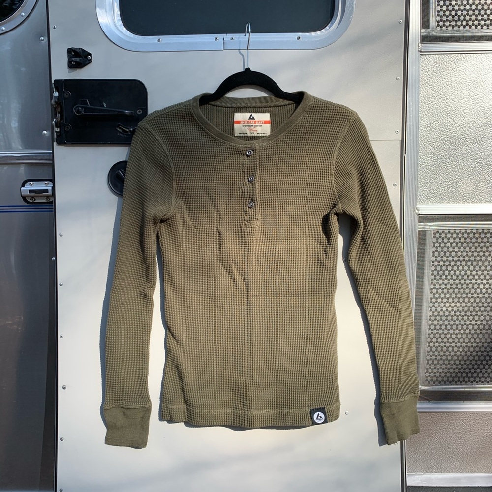 American Giant Waffle Knit Henley Size XS